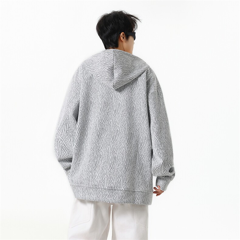 YK86105-P55聚酯纤维秋季新品美式复古人字纹连帽卫衣男,男装卫衣,电商A086-1