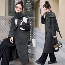 【现货主推款】25年冬装新款同色围脖款气质干练洋气减龄羊绒大衣，女装羊绒大衣，尚娜萱