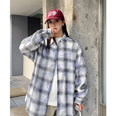 港风衬衫长袖耐磨格子衬衫休闲百搭MD-H525-特批43控79，男装衬衫，星座717