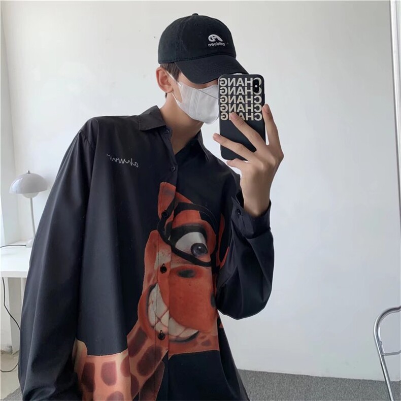 文艺潮新款慵懒男ins标准潮流衬衫百搭C039P32图片