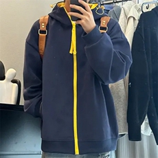 美式潮流拼色连帽卫衣开衫男款秋季重磅情侣外套cleanfit硬挺夹克，男装夹克，星座516A
