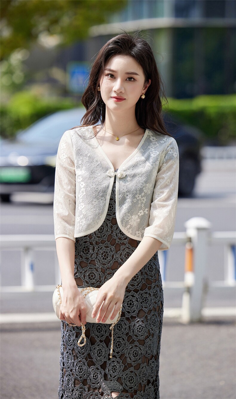 2026年夏装新款披肩搭配连衣裙空调衫，女装蕾丝衫/雪纺衫，婵米儿