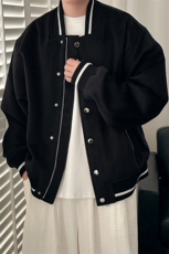 现货-春季呢子棒球服潮牌宽松时尚外套休闲呢子夹克-AJ23058-P115，男装夹克，电商A351