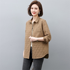 薄款棉衣女2022新款秋冬棉服妈妈薄款冬季棉袄韩系夹棉衬衫，女装棉衣/棉服，忆绮罗