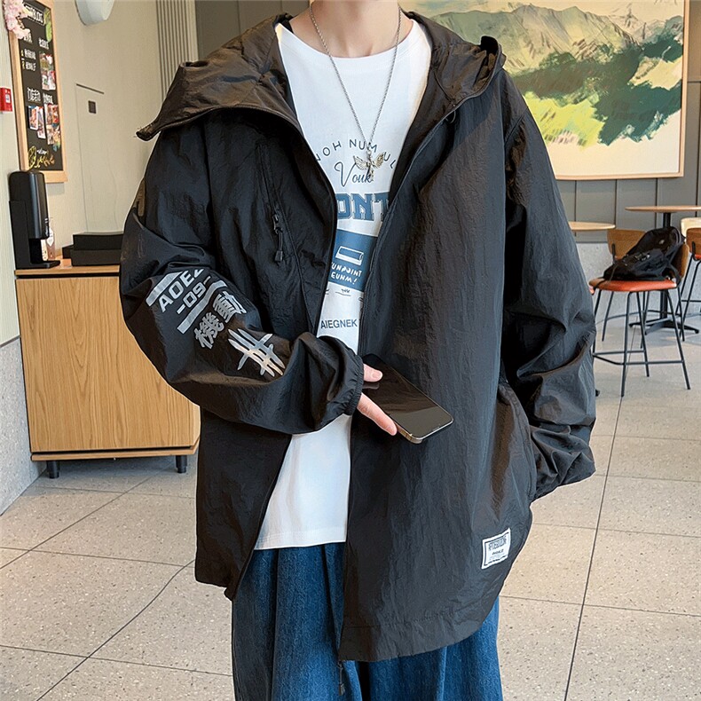 防晒衣男韩版潮流连帽字母印花高街帅气2026夏季ins外套W4799-P39,男装防晒衣,星座412