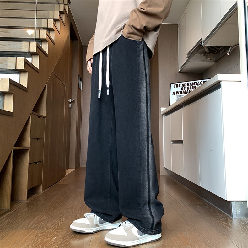 侧面撞色拼接秋冬美式复古怀旧百搭高街长裤A158-NZK088-P48,男装休闲裤,电商A158