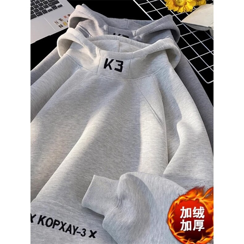 1506A/GG3220/P46白花灰色高领加绒连帽卫衣1,男装卫衣,星座1506A
