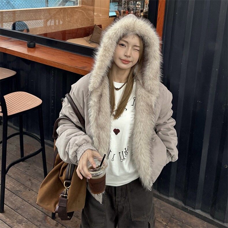 现货高品质美式高街冬季重磅硬挺短款座山雕毛领棉衣男女加厚外套,男装棉衣,电商A486