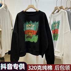 抖音特价官图克纯棉后包领圆领宽松印花长袖卫衣女，女装卫衣/绒衫，潮品会
