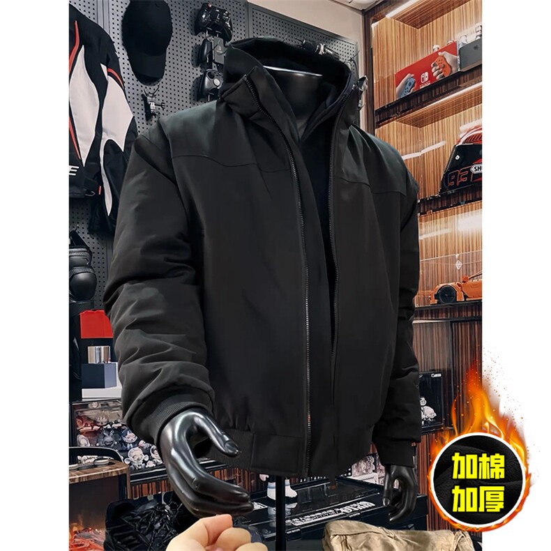 现货秋冬季美拉德立领飞行立领夹克boxy廓形棉衣高街加厚加棉外套，男装夹克，电商A486