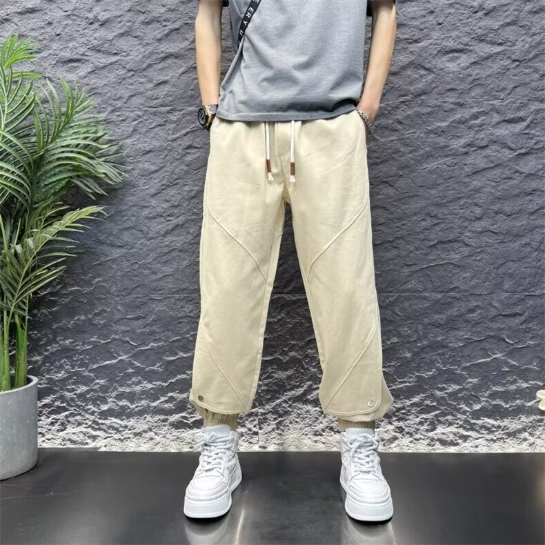 气质春季2025新款男士百搭束脚休闲裤慵懒简约潮流文艺无品牌新款，男装休闲裤，星座506A