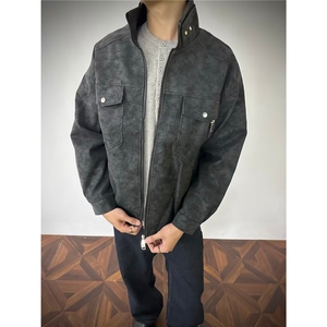 秋冬pu皮外套高级感痞帅立领美式复古工装皮衣夹克衣服Y1035-P98图片