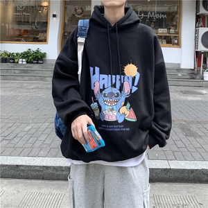 WY2077-P40 纯棉连帽卫衣男大码运动帽衫宽松薄外套男图片