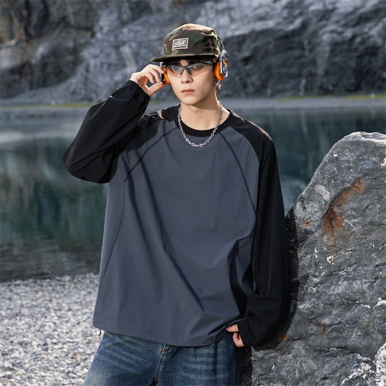 311B-1-35016-P50控90潮牌日系户外套头卫衣无缝拼接宽松休闲百搭，女装短外套，星座311B-1