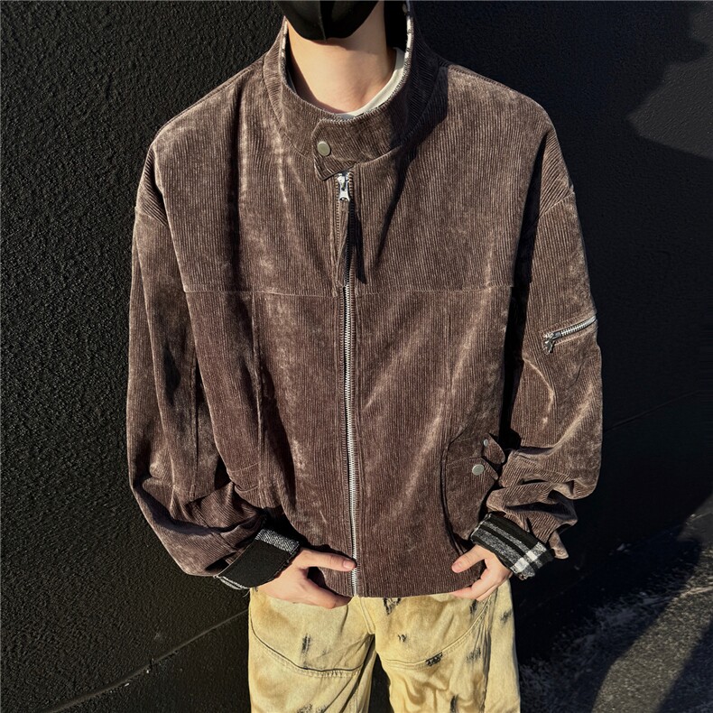 秋季工装夹克休闲潮牌双色灯芯试翻领休闲外套A436-6115-P85,男装夹克,电商A436