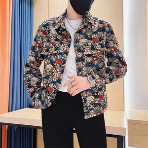 301A-1/J01/P75 2024男士秋季新款夹克外套男休闲痞帅花夹克图片