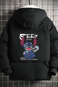 MY16038-P100 加厚加绒连帽衣男大码服男面包服男 网格挂拍图片
