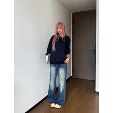 美式假两件格子拼接polo领卫衣春秋宽松设计感长袖上衣LAJ699-P45，男装卫衣，星座1008