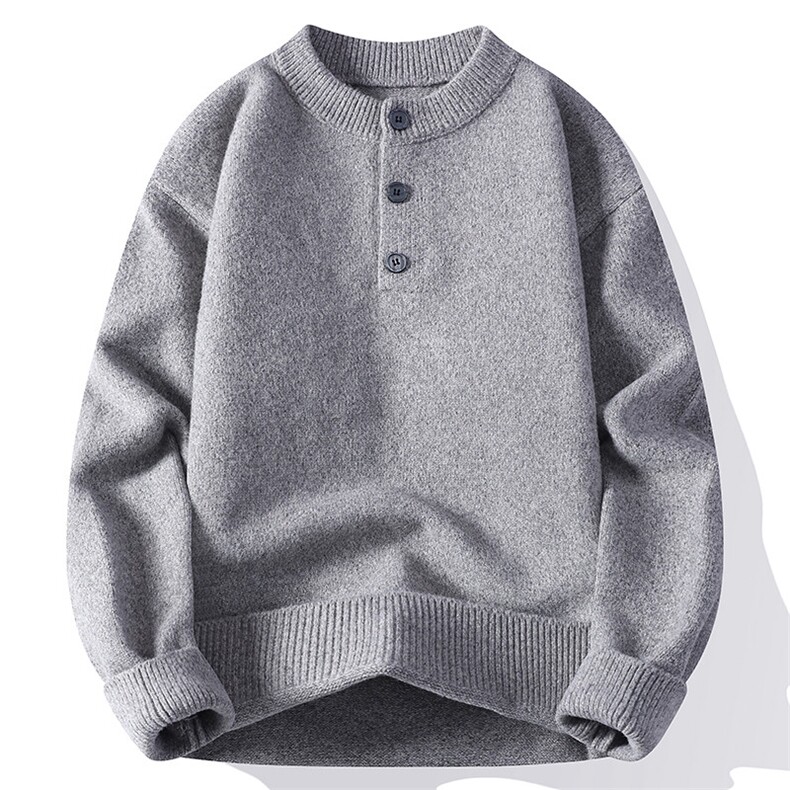 25676-P63秋季时尚圆领毛衣外套男士针织衫宽松纯色打底衫，男装T恤，电商D310B