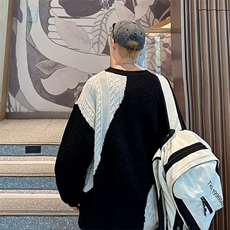 麻花拼接毛衣男港风chic宽松慵懒风日系X7003P52，男装针织衫/毛衣，星座1116-2