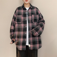 2025秋冬港风长袖格子衬衫学生衬衣校服班服CS2000/特P28粉红，男装衬衫，电商A094
