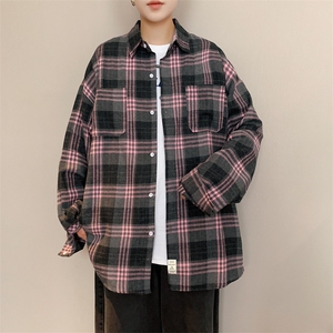 2025秋冬港风长袖格子衬衫学生衬衣校服班服 CS2000/特P28 粉红图片