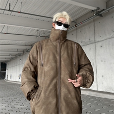 皮棉服冬季宽松港风棉衣立领冬装棉袄外套男MY2413-特100控168，男装棉衣，电商B370