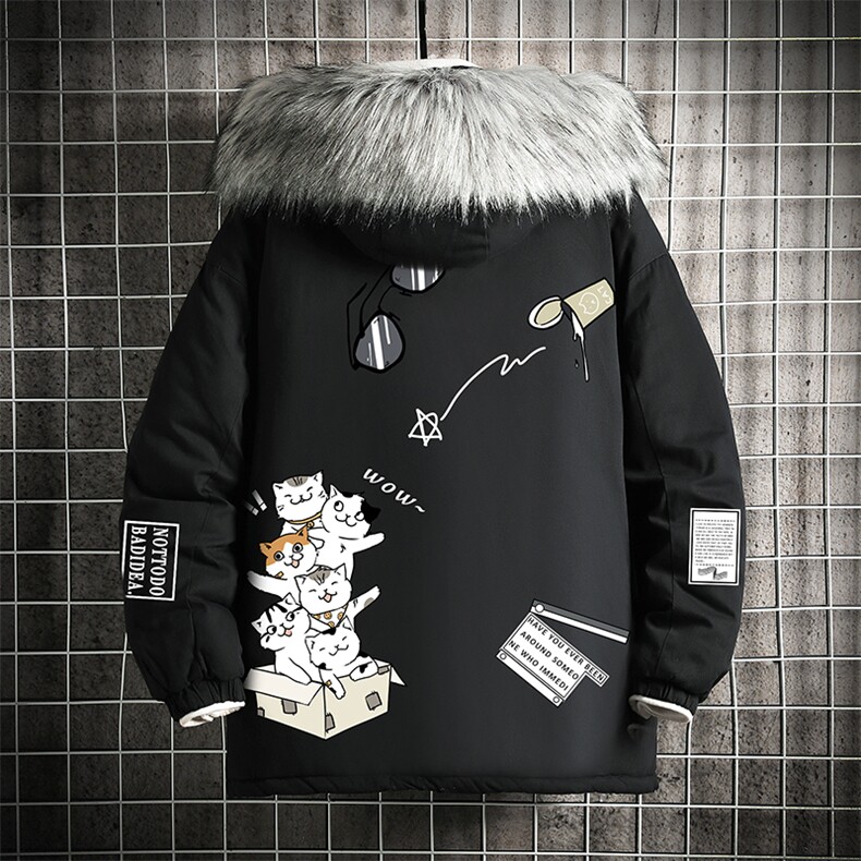 MM48115-P130冬季大毛领棉衣男士大码加厚棉袄男棉服网格,男装棉衣,电商A040A
