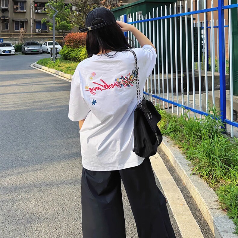 万针全刺绣工艺抖音得物高品质260克重磅纯棉双纱美式高街短袖T恤,男装T恤,电商A486
