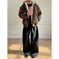 网图连帽座山雕pu皮加绒毛领棉衣外套H1162特P95袖里也是毛，男装皮衣，电商A341