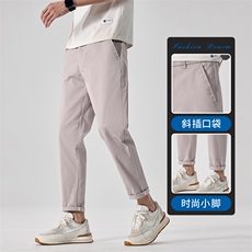 九分裤男小西裤秋季薄款休闲裤男士简约纯棉百搭西装裤子D988-P45，男装西裤，星座509