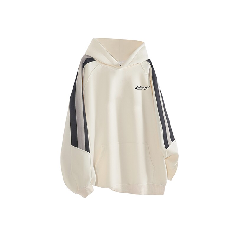 抖音得物美式全棉拼接织带撞色宽松潮连帽印花卫衣外套A1801，女装短外套，电商A443