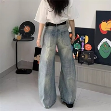 美式街头水洗做旧破洞牛仔裤男春秋直筒宽松欧美高街裤XK1128，男装牛仔裤，星座208-5