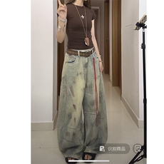男女同款牛仔裤复古色长裤A44-P55，男装牛仔裤，电商D312