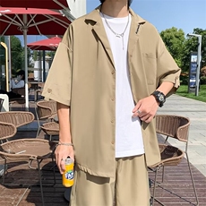 时尚套装男短袖西装衬衫短裤潮牌夏季休闲两件套L752P45，男装衬衫，星座1116-2