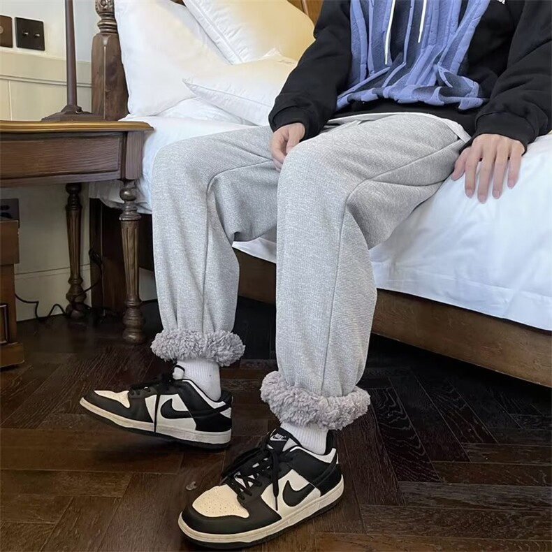 男秋季新款港风加绒纯色华夫格直筒束脚裤XK103P37,男装休闲裤,星座1116-2