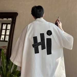春夏季新款青少年百搭男士长袖男衬衫港风时尚韩版男外套衬衫男装图片
