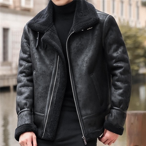 68801-P208pu皮棉衣男士冬季加厚棉服韩版机车皮夹克羊羔毛外套图片