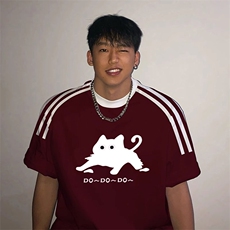 夏季美式高街重磅纯棉三条杠织带撞色男女短袖T恤ZD579-特P30，男装T恤，电商A486