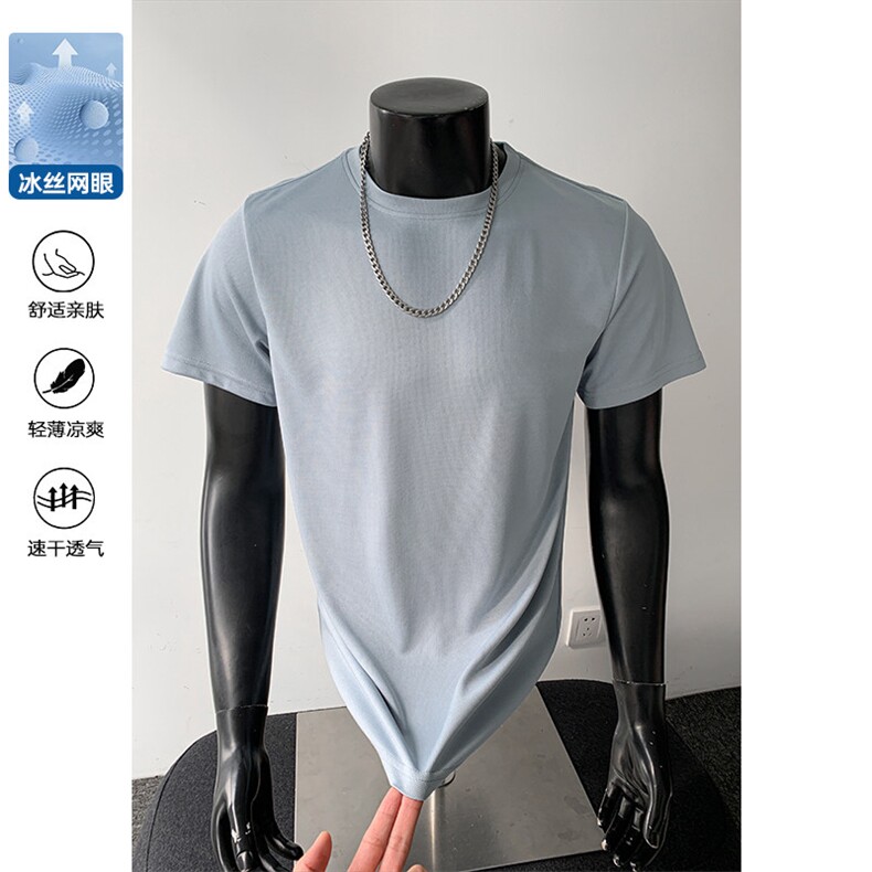 备货10W件2026夏季新款冰丝运动宽松T恤DT6296特P9.5建议零售价38，男装T恤，电商A001-1
