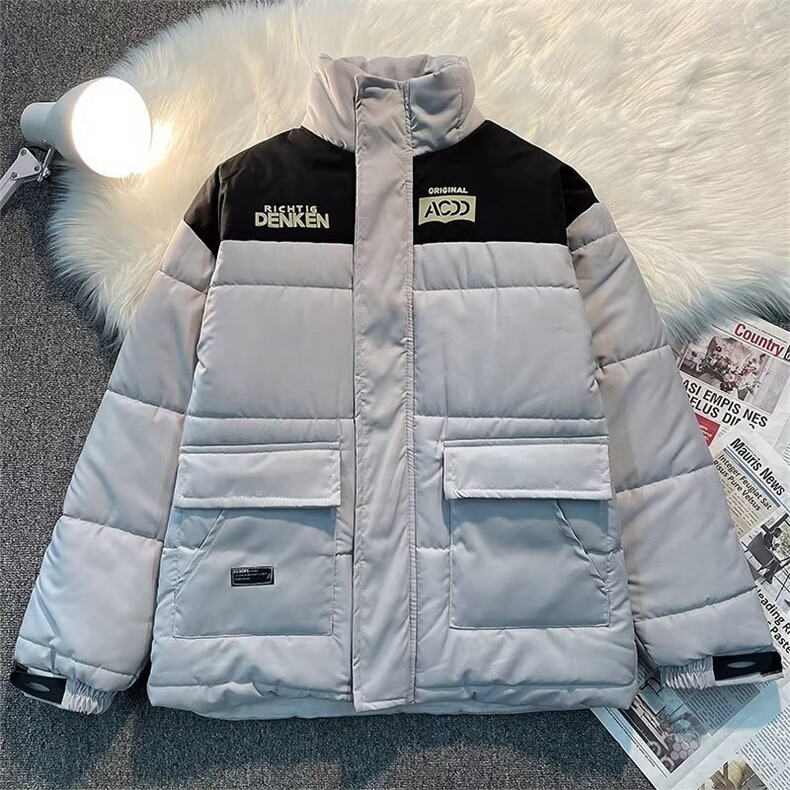 美式拼接立领棉服男女冬季潮牌加厚棉袄ins宽松工装外套TT575P72,男装棉衣,星座1013-5