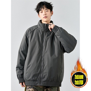 现货美式高街休闲棉衣夹克三防立领纯色户外工装加厚棉服外套图片