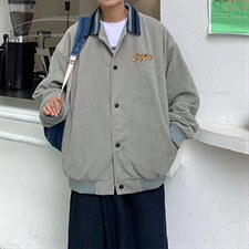 棒球服外套潮牌ins复古灯芯绒夹克男春季港风宽松上衣服J083-P60,男装夹克,星座1008