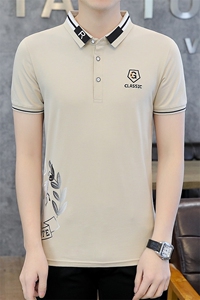 2023青年时尚男士短袖t恤翻领夏季新款韩版上衣男百搭polo衫T5805图片