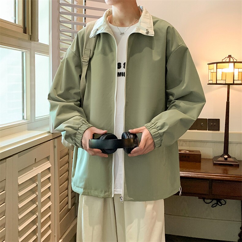 新款学院风双面穿宽松立领抽绳夹克外套A436-836-P6298,男装夹克,电商A436