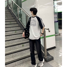 2025美式220克三条杠撞色短袖T恤网图C403A-ZST2615特P25，男装T恤，电商C403A