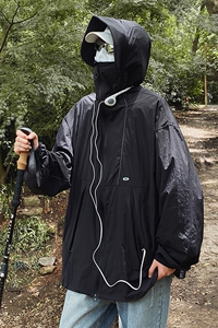 港风大码复古山系户外薄款男女连帽防晒服 XZ213-JKFS01-P55控78图片