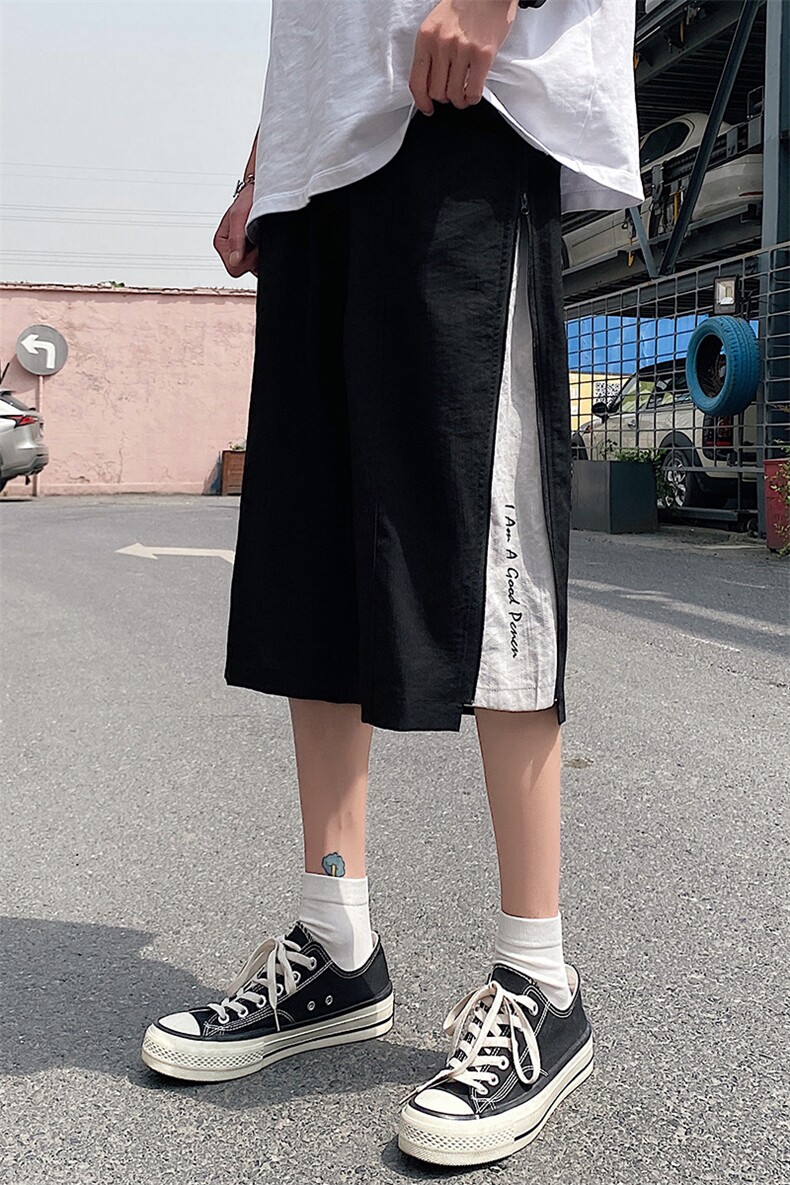 港风男士宽松直筒韩版潮流运动休闲ins蓝底七分裤DK7108-P43控68,男装休闲裤,星座717