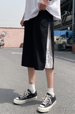 港风男士宽松直筒韩版潮流运动休闲ins蓝底七分裤DK7108-P43控68，男装休闲裤，星座717