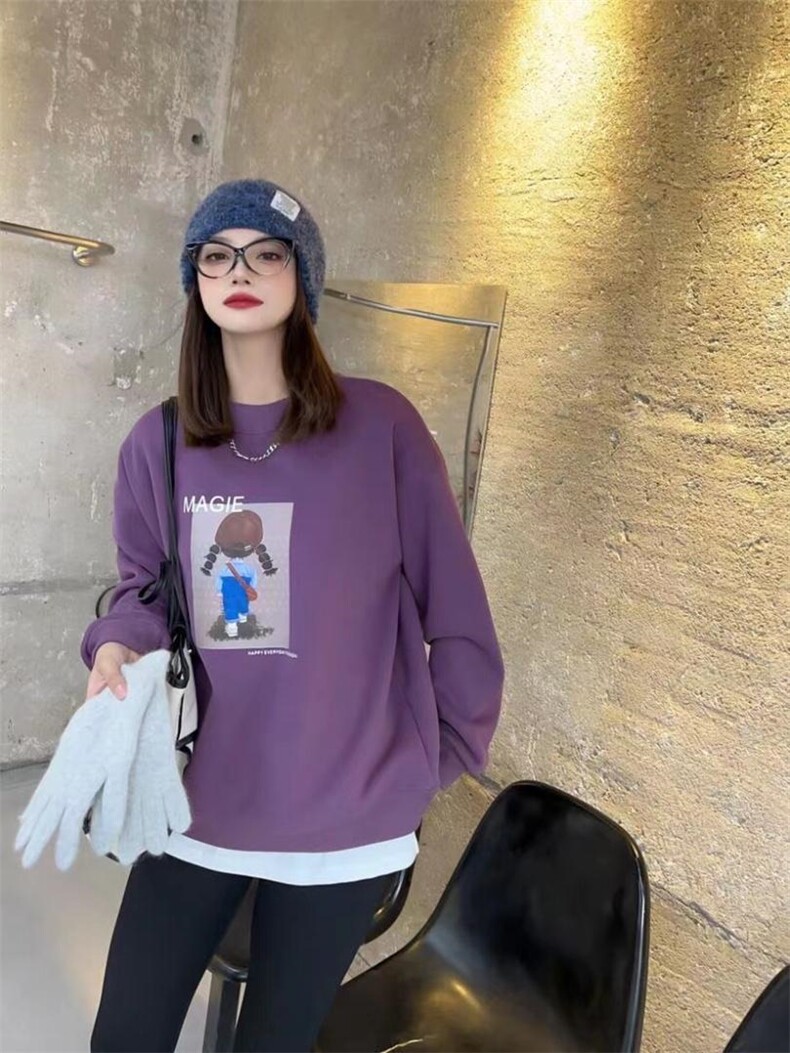 假两件拼接加绒卫衣，女装卫衣/绒衫，泽妤